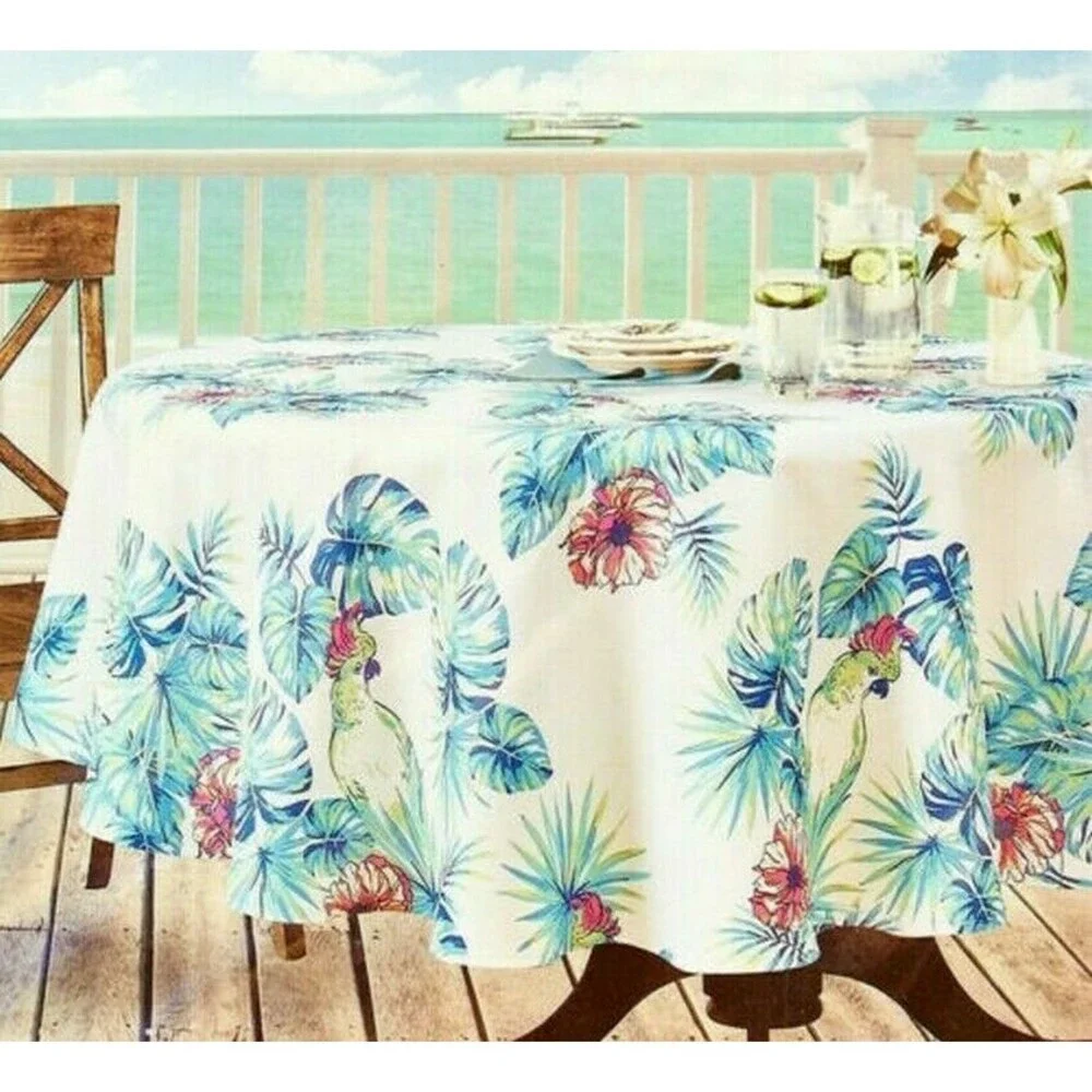 Parrot Cockatoo Fabric Tablecloth Indoor Outdoor Water Repellent 60x84